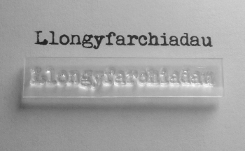 Welsh Congratulations stamp in typewriter font