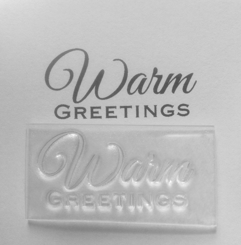 Warm Greetings script stamp