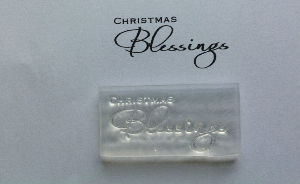 Christmas Blessings script stamp 4cm