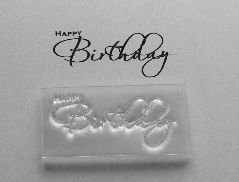 Happy Birthday, script stamp 4.7cm