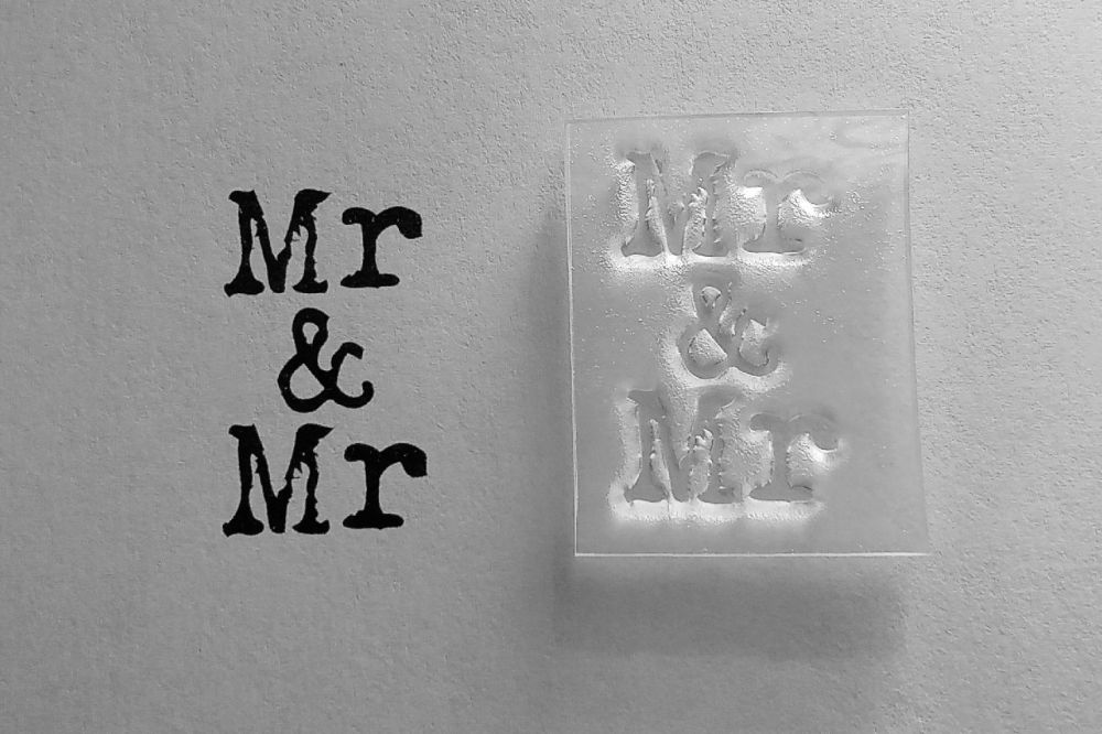 Mr and Mr stamp, typewriter font