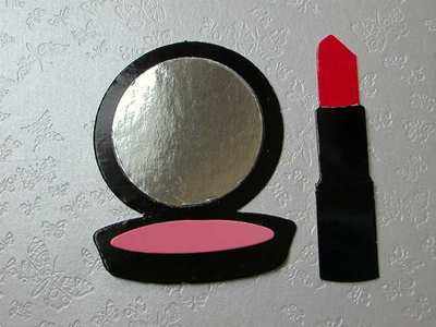 Lipstick and Powderpuff embellishment