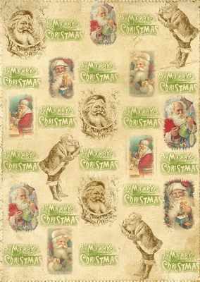 Vintage Santa Christmas digi backing paper