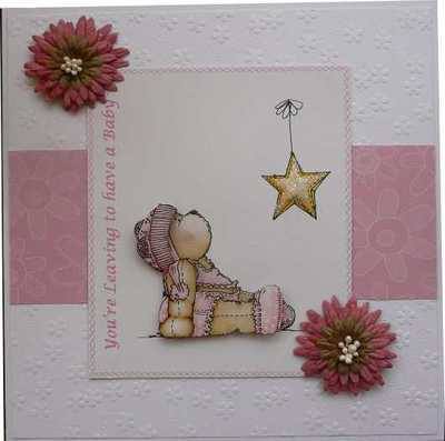 Leaving to Have a Baby, Handmade pink teddy card