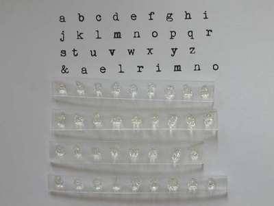 Alphabet stamps, lower case typewriter font
