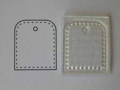 Small blank curved stitched tag, clear stamp