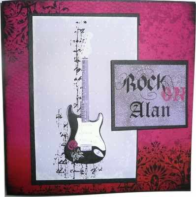 Rock On, guitar card, handmade