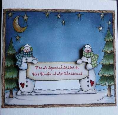 Sister and Husband decoupage Christmas card