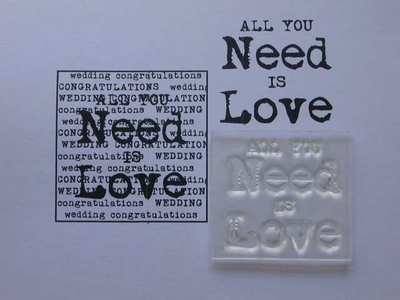 All you need is Love stamp, square typewriter font 