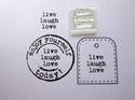 live laugh love, little typewriter stamp