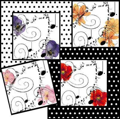 Floral, music & dots digi toppers