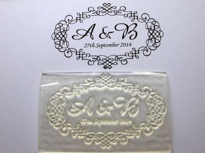 Monogram, scroll frame personalised stamp