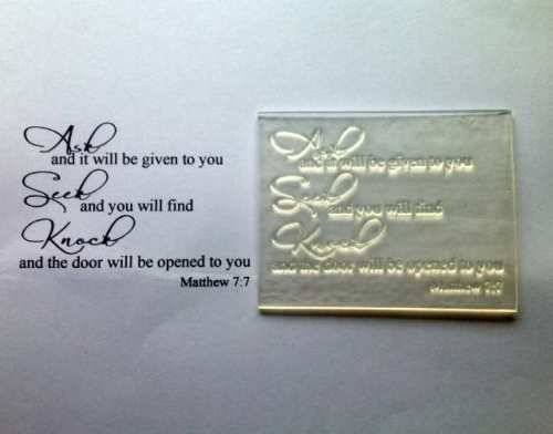 Ask, Seek, Knock, Christian script stamp