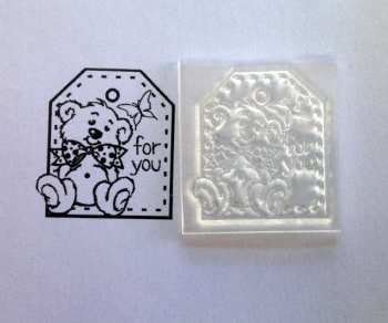 For You, tag stamp with bear and butterfly