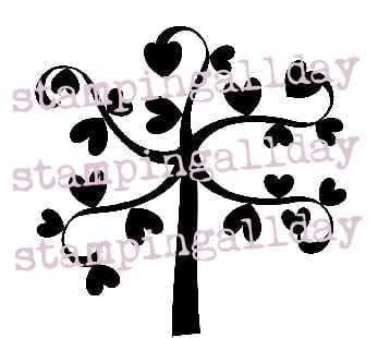 Heart Tree stamp 5cm