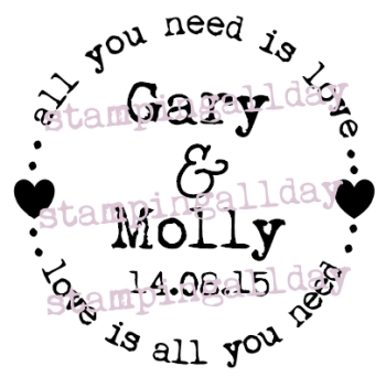 All you need is love, personalised 6.3cm circle stamp