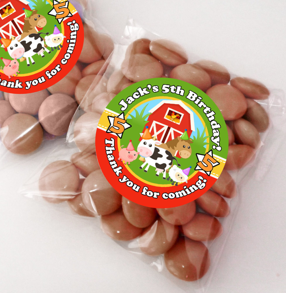 Farmyard AnimalsPersonalised BIRTHDAY PARTY sweet bag favours KITS x12