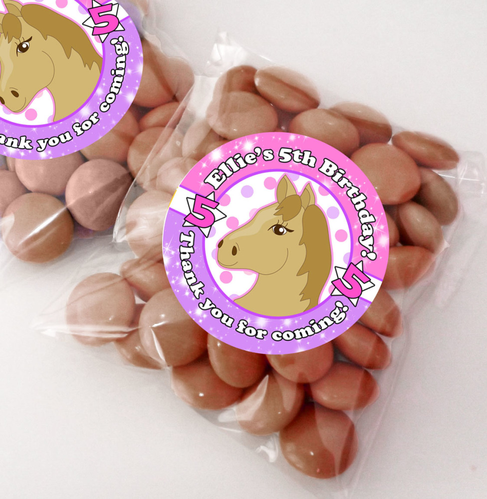 Pony Personalised BIRTHDAY PARTY sweet bag favours KITS x12