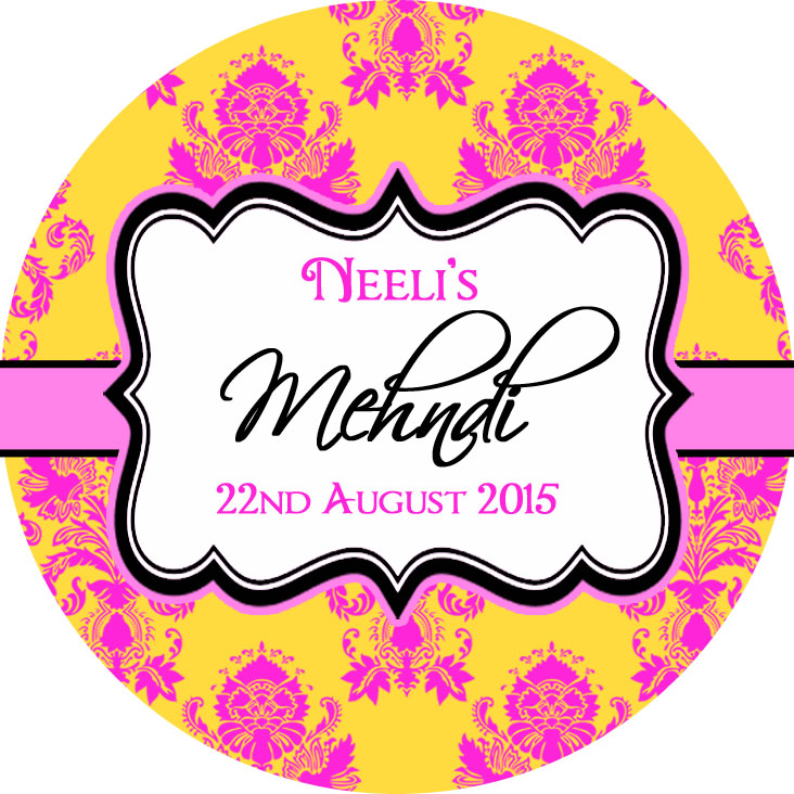 Mehndi Wedding Stickers Personalised Ornate Print The Favour