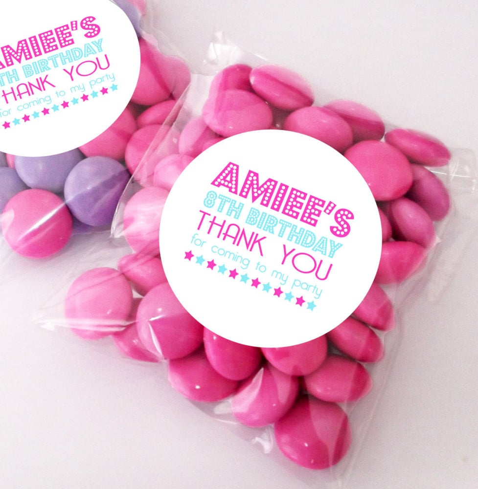 Bling stars Personalised BIRTHDAY PARTY sweet Treat bags favours KITS x12