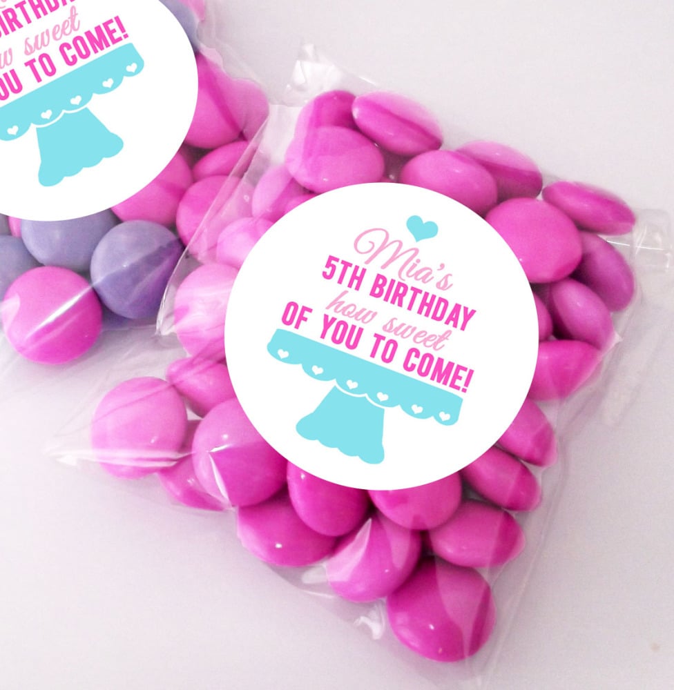 Cake stand Personalised BIRTHDAY PARTY sweet Treat bags favours KITS x12