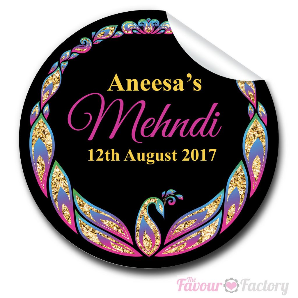 Mehndi Wedding Stickers Personalised Peacock The Favour Factory Uk