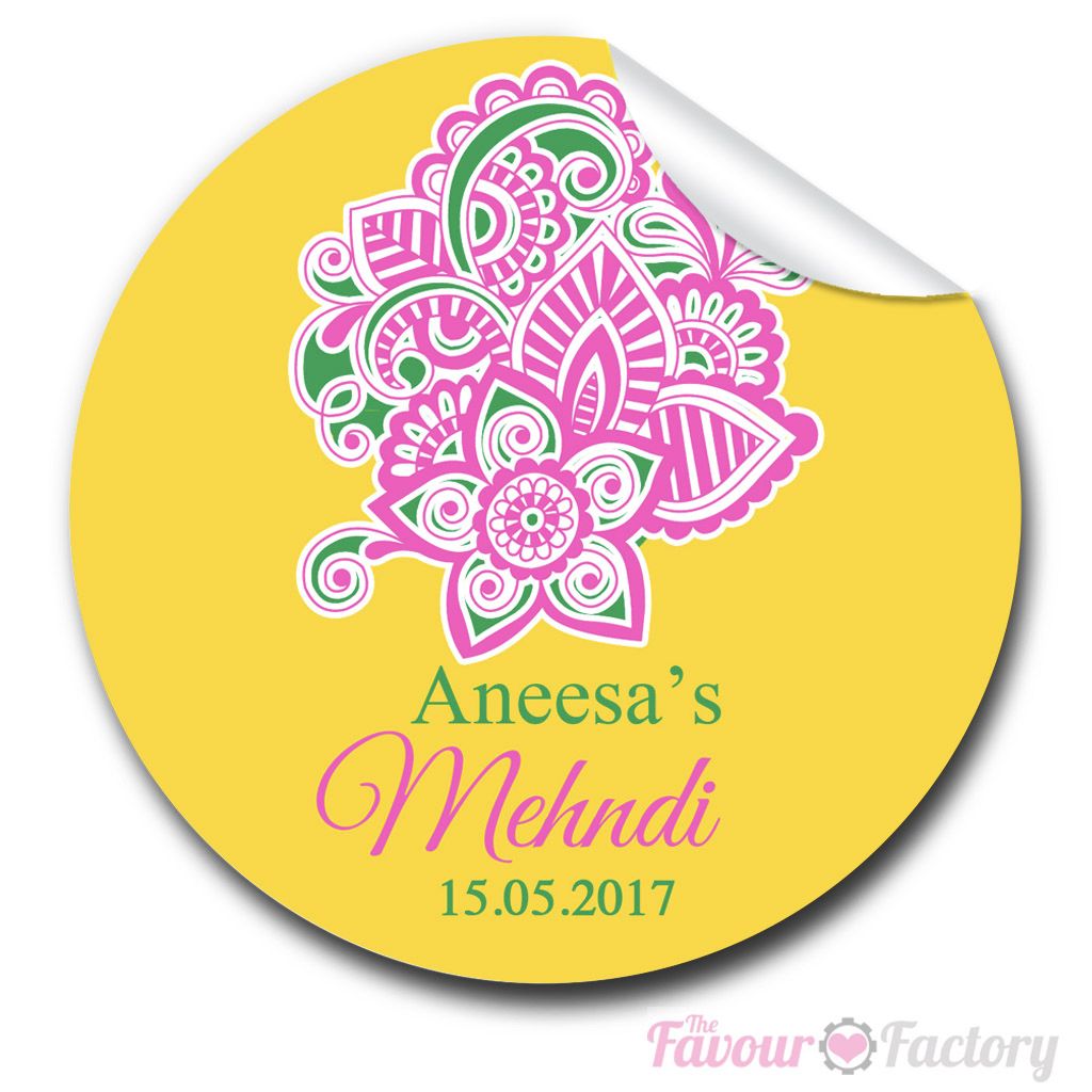 Mehndi Wedding Stickers Personalised Paisley Floral The Favour