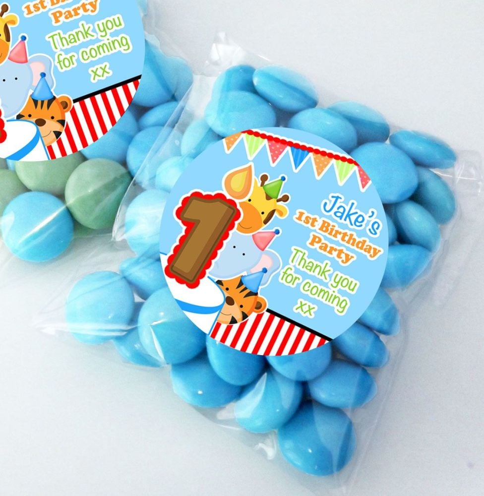 Animal Friends Boys Personalised BIRTHDAY PARTY sweet Treat bags favours KI