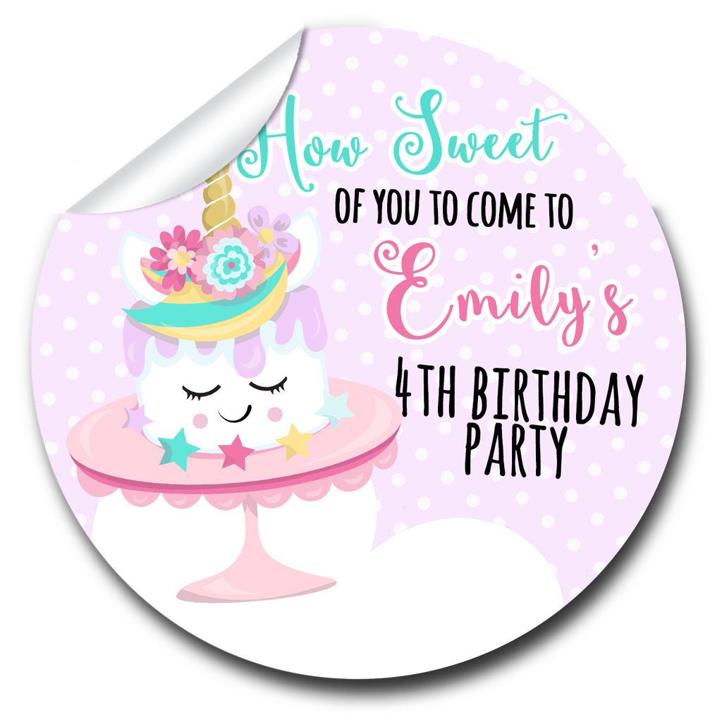Birthday party bags sweet cones stickers labels