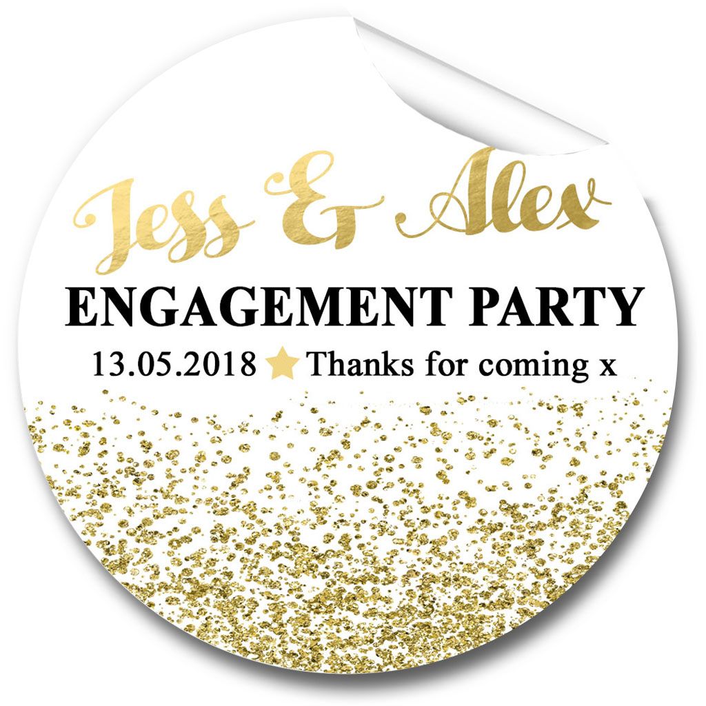 Personalised Engagement Party Stickers 1xA4 sheet