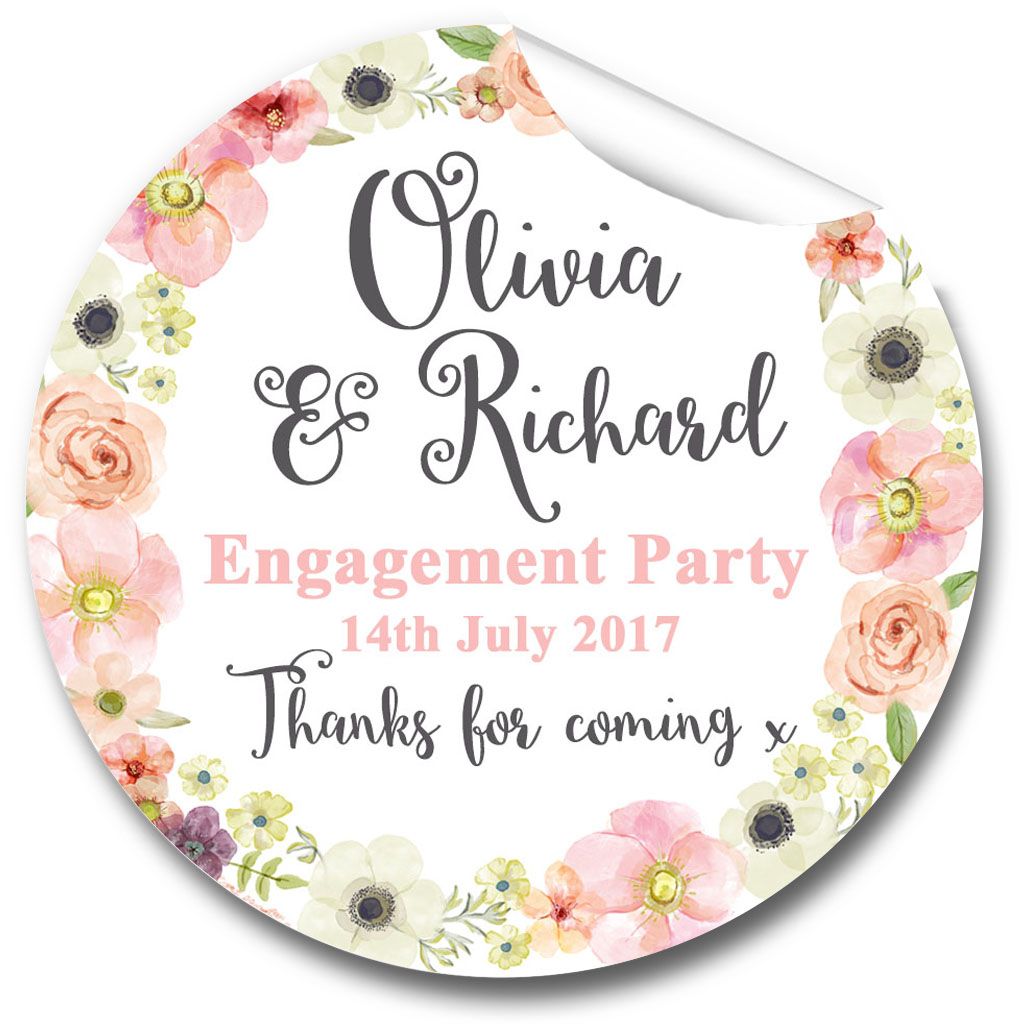 Personalised Engagement Party Stickers 1xA4 sheet