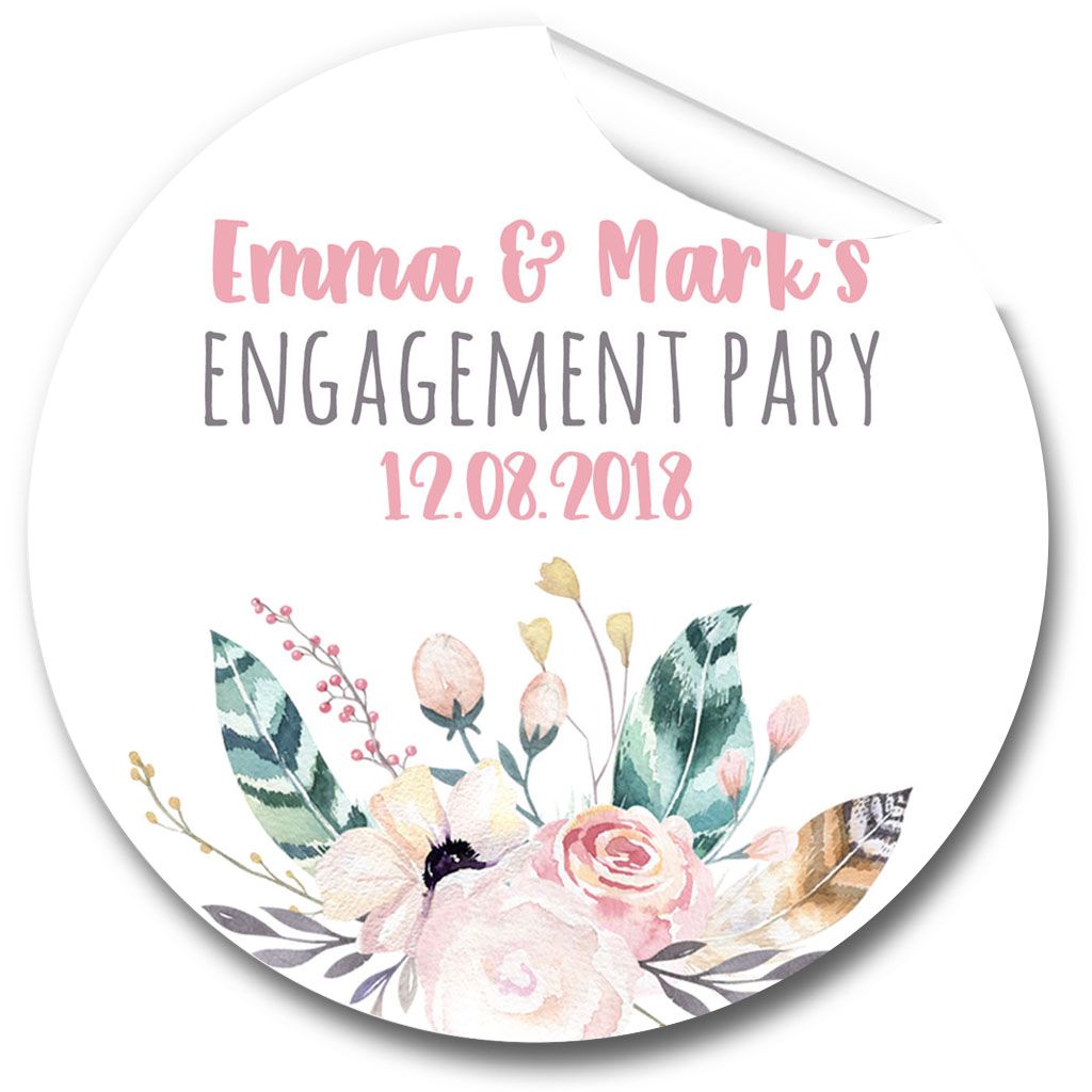 Personalised Engagement Party Stickers 1xA4 sheet