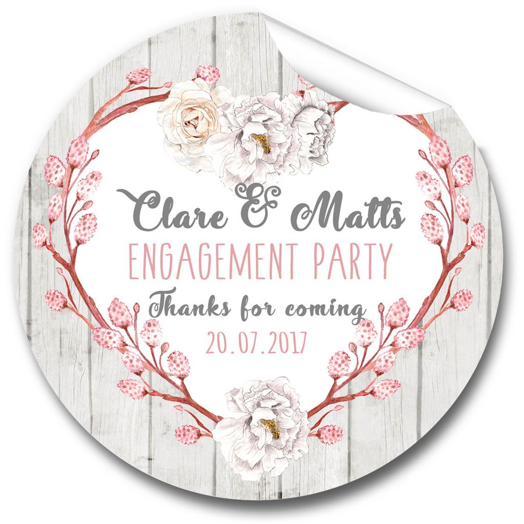 Personalised Engagement Party Stickers 1xA4 sheet