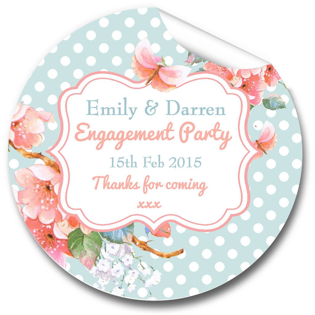 Personalised Engagement Party Stickers 1xA4 sheet