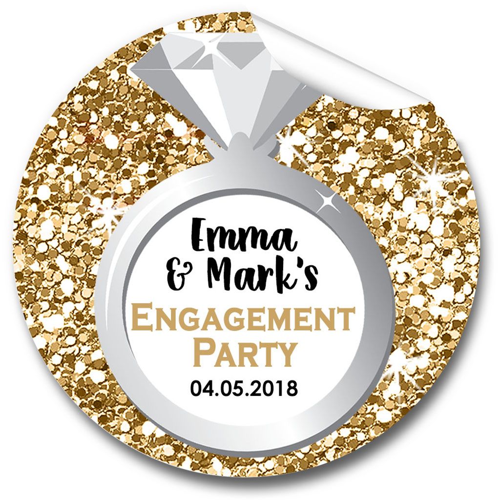 Popcorn Striped Personalised Engagement Party Stickers 1xA4 sheet