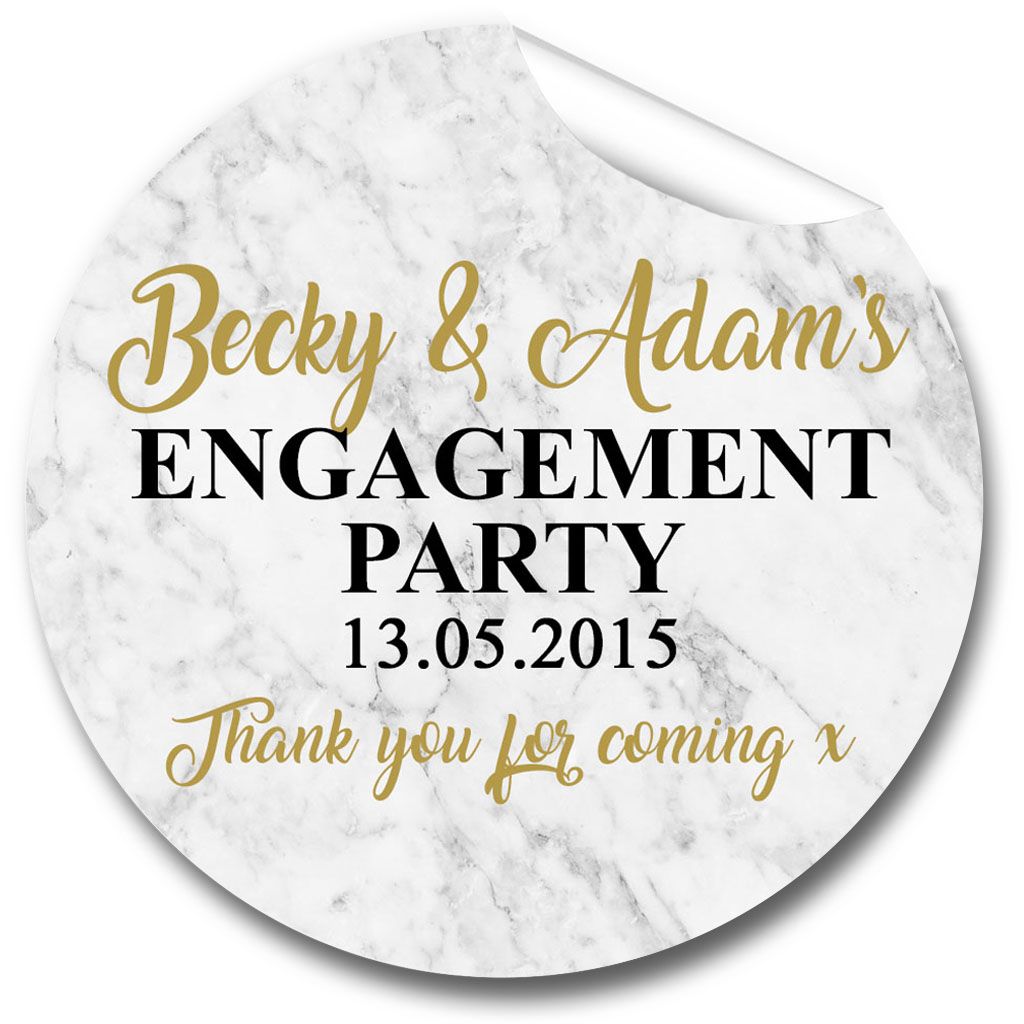 Popcorn Striped Personalised Engagement Party Stickers 1xA4 sheet