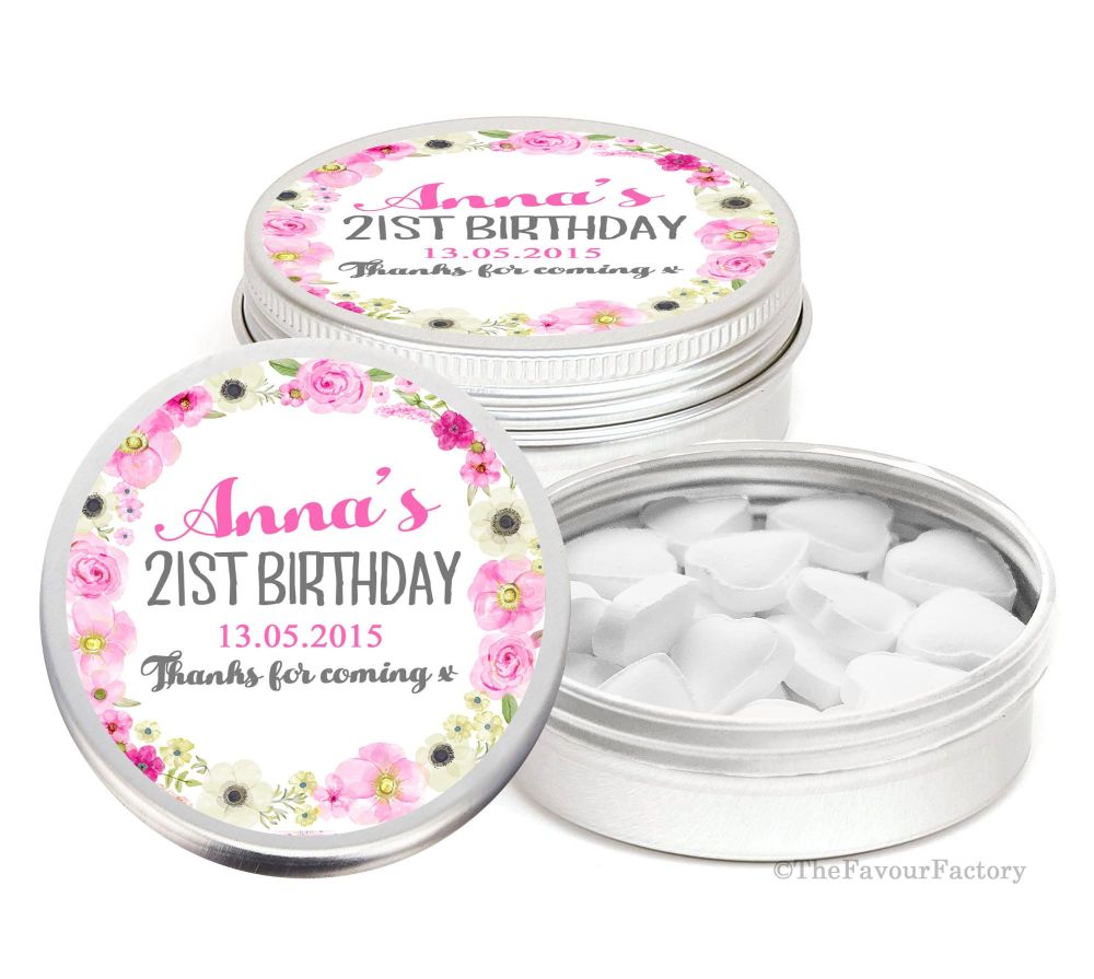 Personalised Birthday Party Favour Tins Keepsakes x1