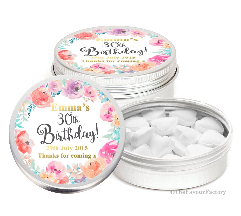 Personalised Birthday Party Favour Tins Keepsakes x1