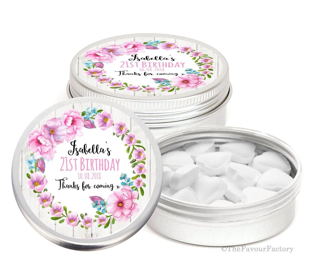 Personalised Birthday Party Favour Tins Keepsakes x1