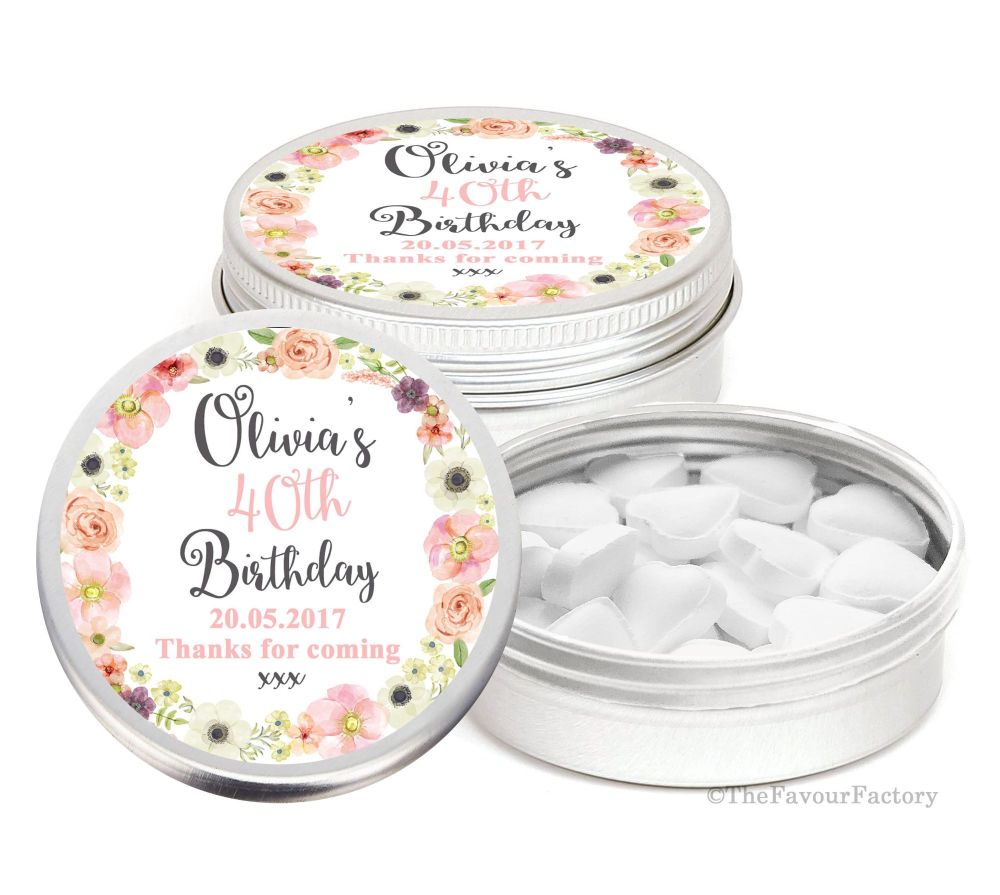 Personalised Birthday Party Favour Tins Keepsakes x1