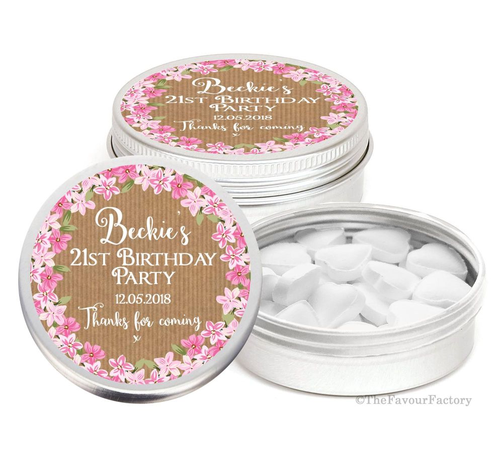 Personalised Birthday Party Favour Tins Keepsakes x1