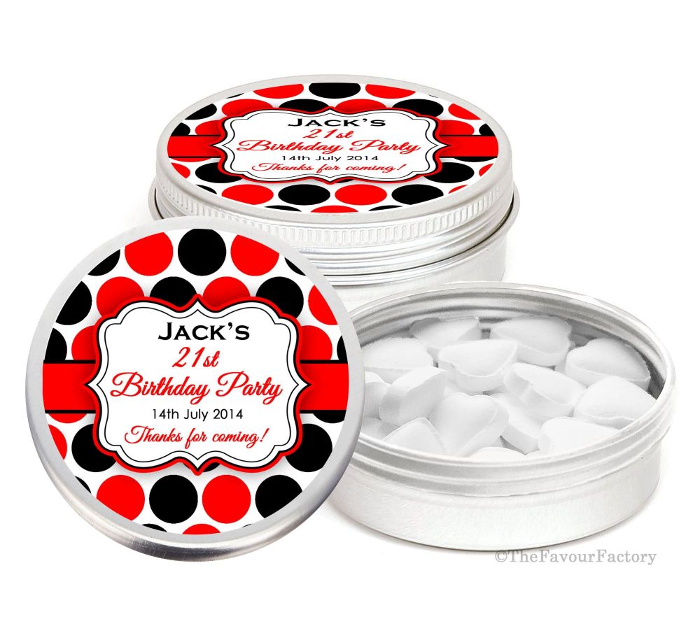 Personalised Birthday Party Favour Tins Keepsakes x1