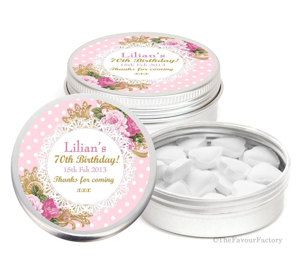 Personalised Birthday Party Favour Tins Keepsakes x1