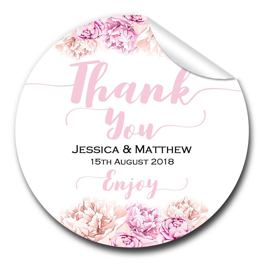 Personalised Wedding Day Thank You Stickers