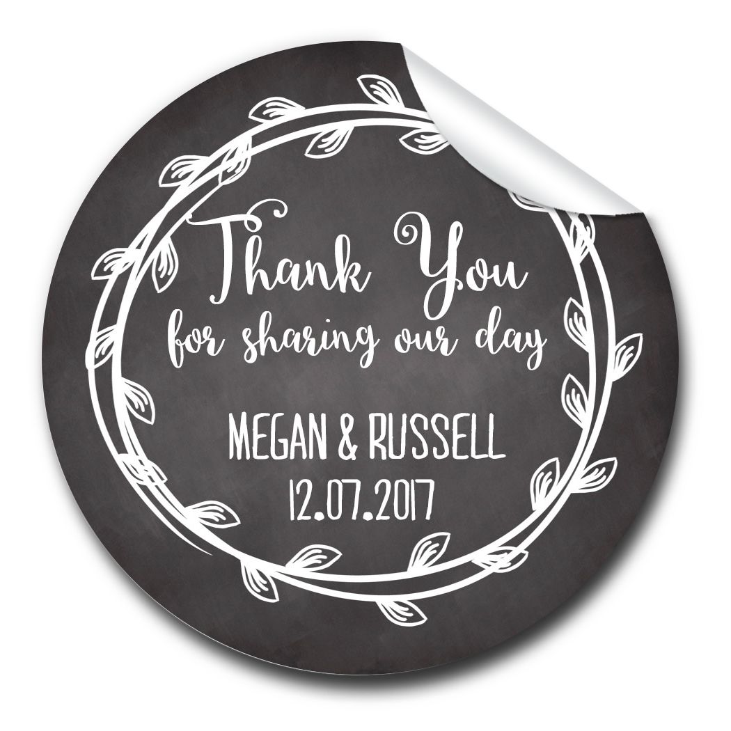 Personalised Wedding Day Thank You Stickers