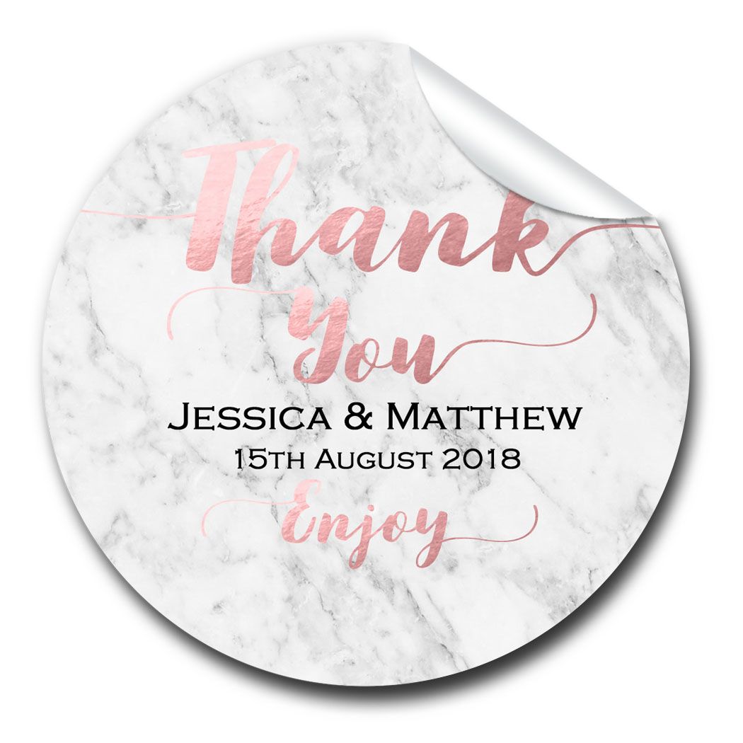 Personalised Wedding Day Thank You Stickers