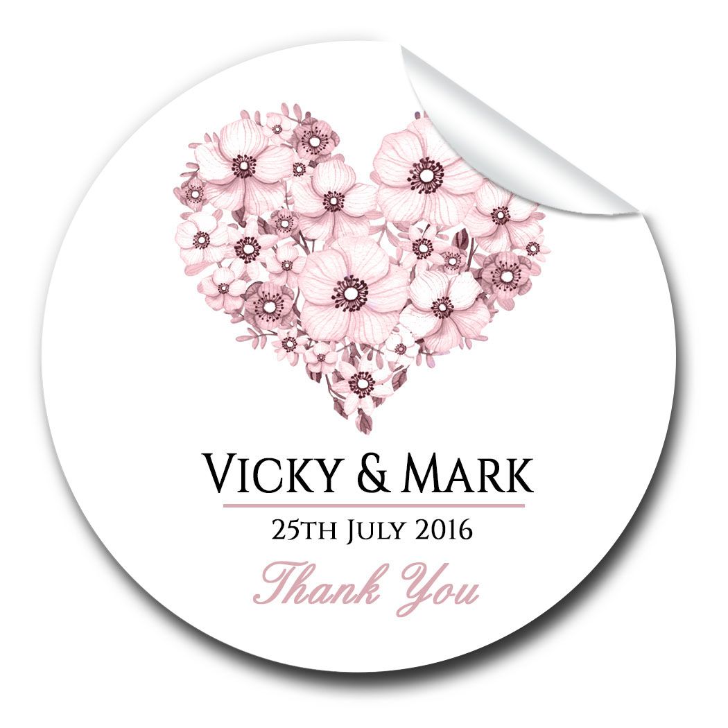 Personalised Wedding Day Thank You Stickers