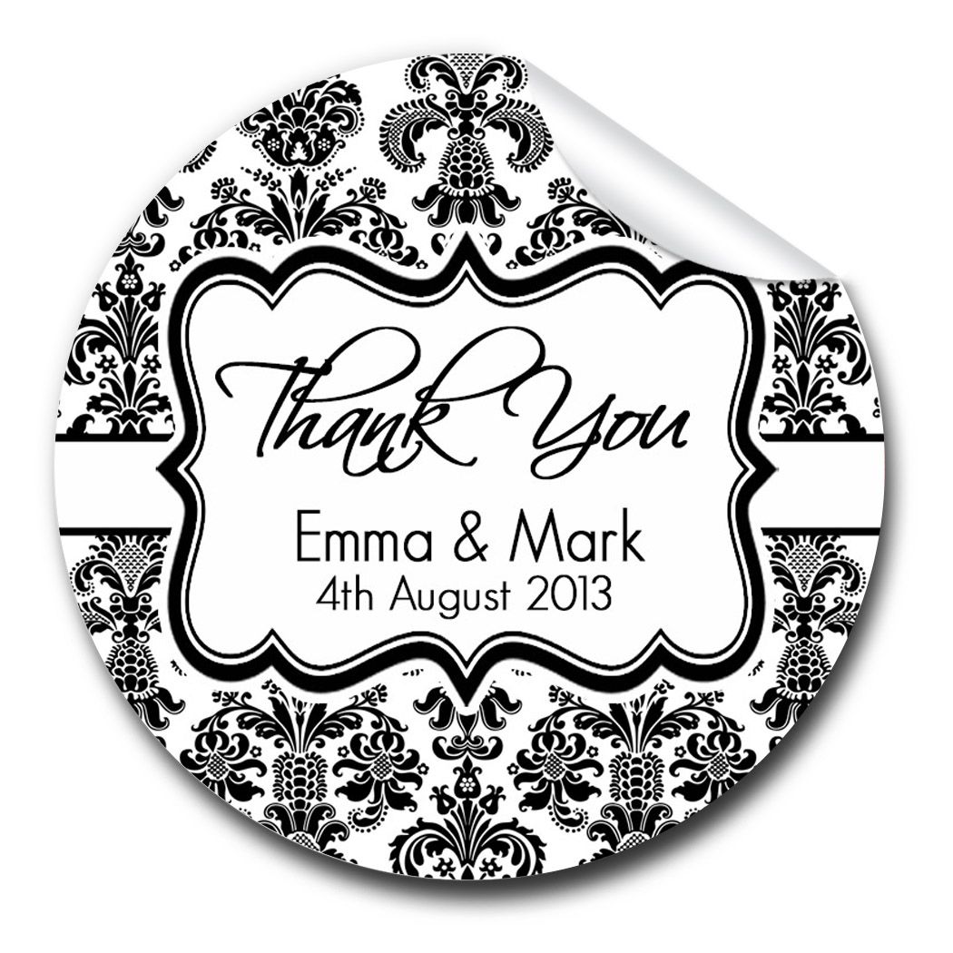 Silver Glitter Effect Personalised Wedding Day Stickers