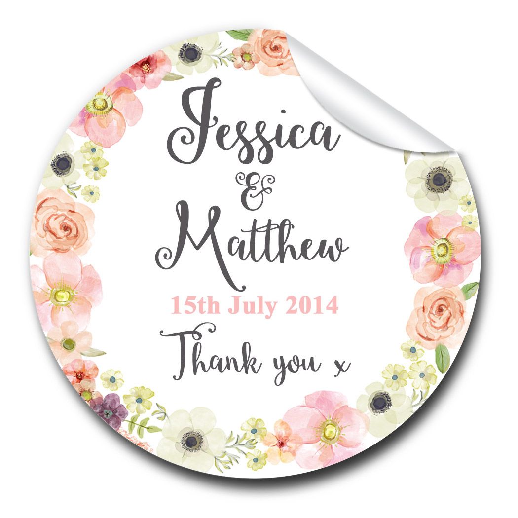 Silver Glitter Effect Personalised Wedding Day Stickers