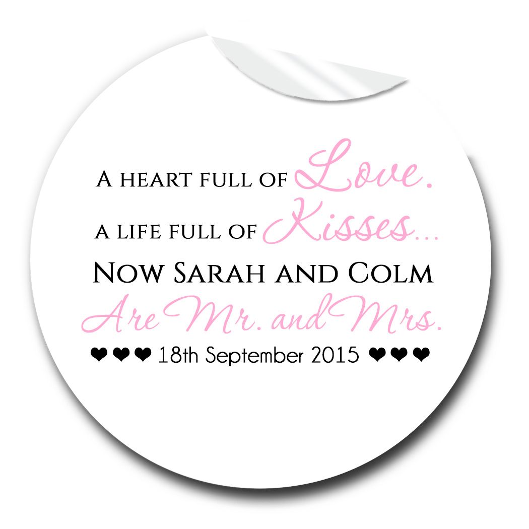 Silver Glitter Effect Personalised Wedding Day Stickers
